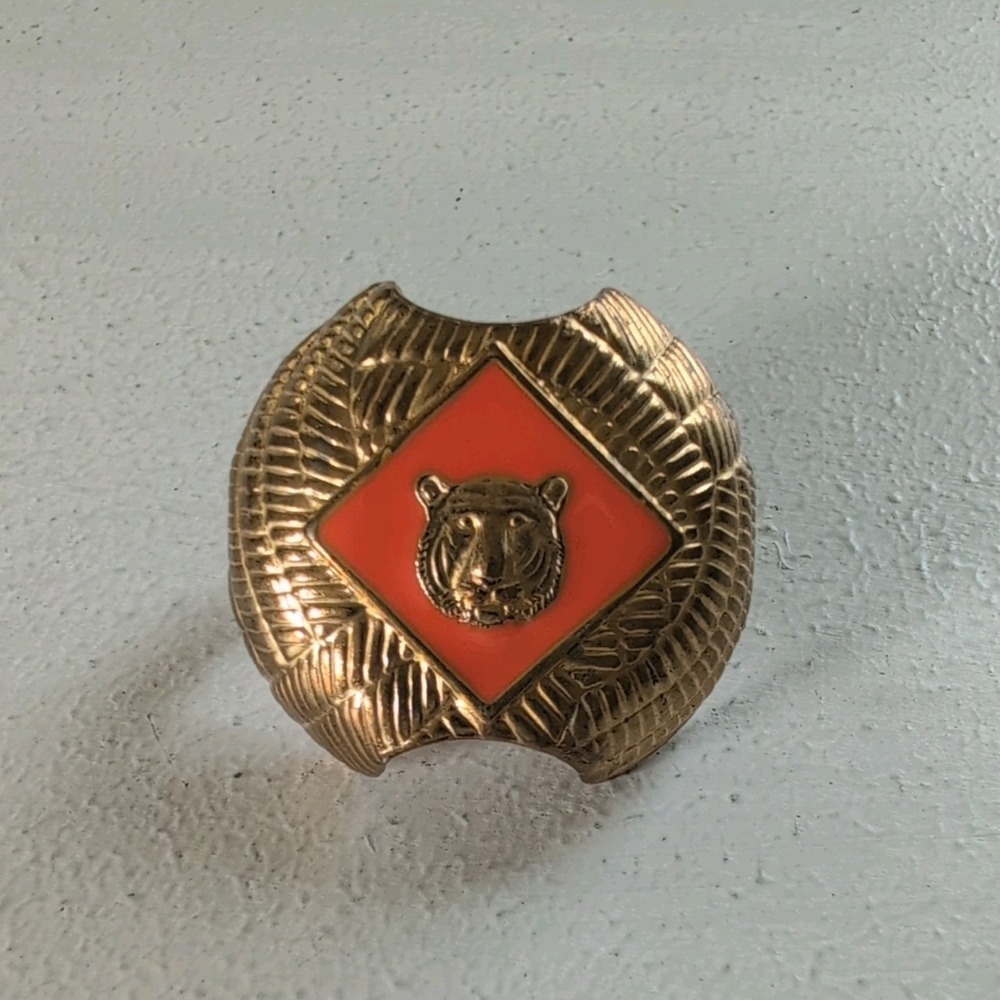 Cub scouts Tiger rank neckerchief slide orange goldtone